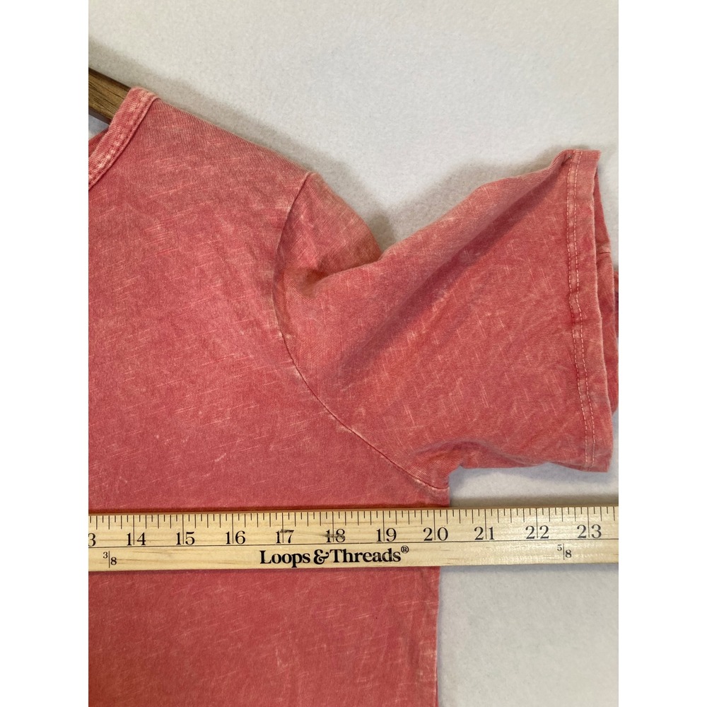 Boho 143 Story by Line Up Women L Pink Mineral Wash Ruffle Back Tie Sleeve Tee - Picture 4 of 10